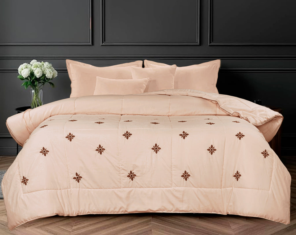 PARADISE HOME DECOR - Quilted premium embroidery leaf dotted comforter