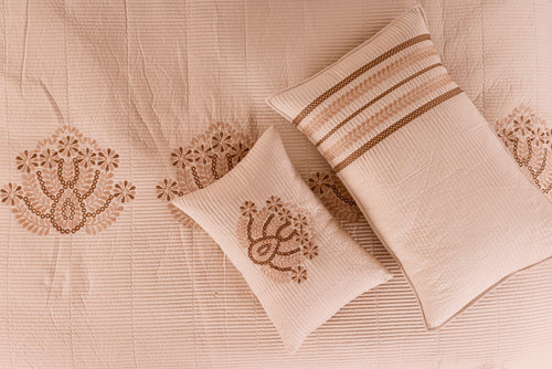 PARADISE HOME DECOR - Heritage Embroidered Quilted Bedspread Set with Coordinated Pillow Covers & Cushions