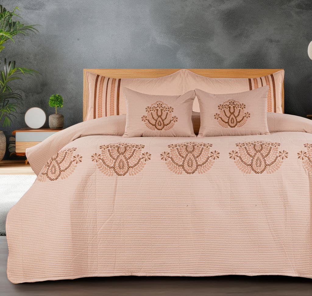 PARADISE HOME DECOR - Heritage Embroidered Quilted Bedspread Set with Coordinated Pillow Covers & Cushions
