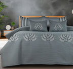 PARADISE HOME DECOR - Heritage Embroidered Quilted Bedspread Set with Coordinated Pillow Covers & Cushions