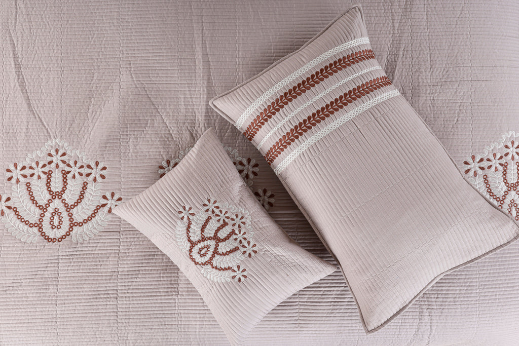 PARADISE HOME DECOR - Heritage Embroidered Quilted Bedspread Set with Coordinated Pillow Covers & Cushions