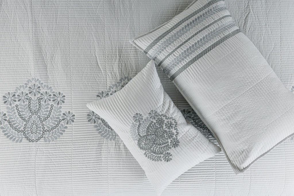 PARADISE HOME DECOR - Heritage Embroidered Quilted Bedspread Set with Coordinated Pillow Covers & Cushions