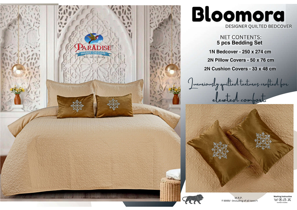 BLOOMORA - Luxurious quilted 5 Pc. Bedding Set | PARADISE HOME DECOR