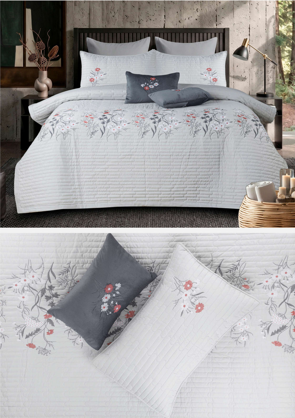Garden Premium Embroidered Bedcover Set | Paradise Home Decor