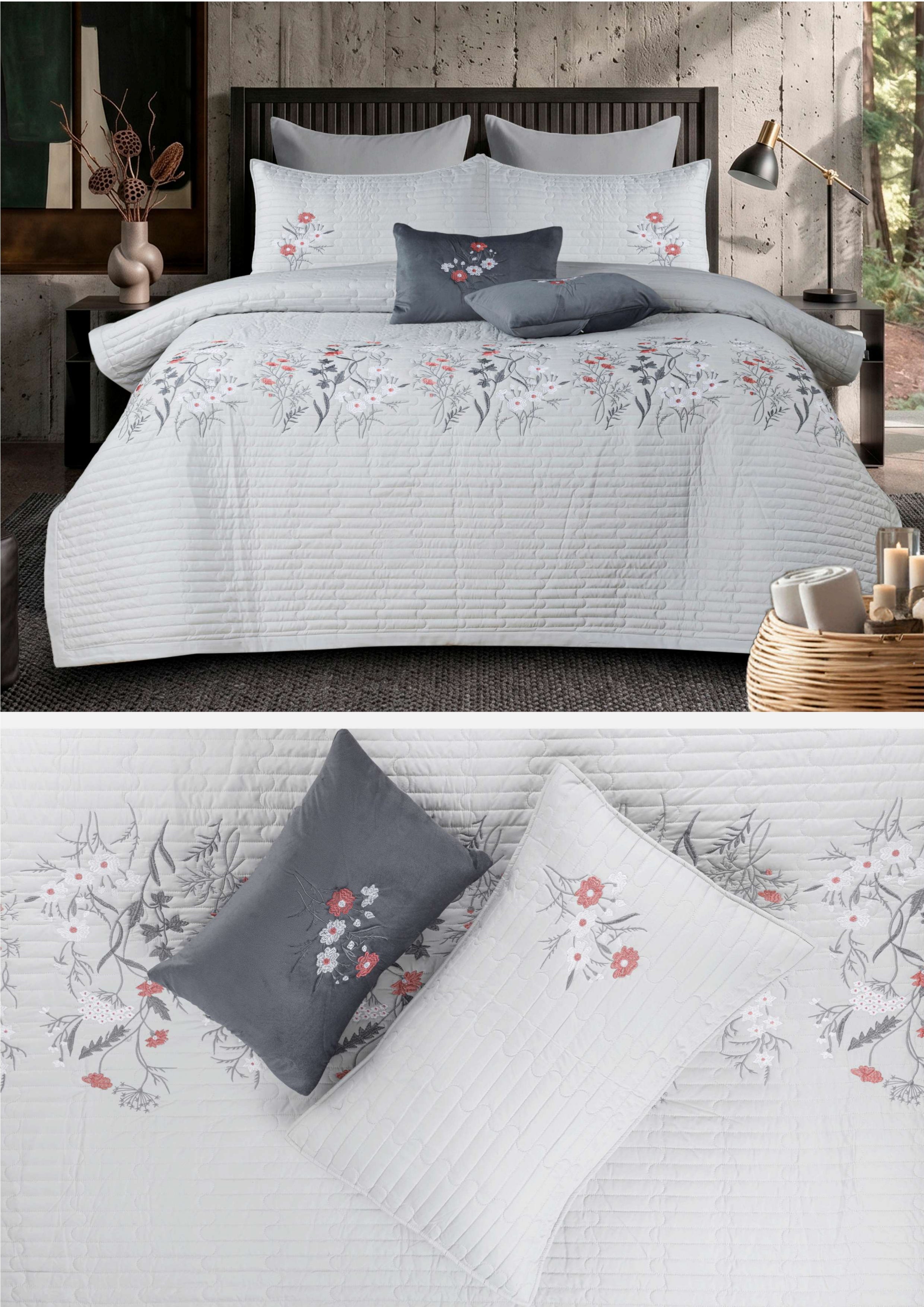 Garden Premium Embroidered Bedcover Set | Paradise Home Decor