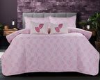 PARADISE HOME DECOR - Leaf Motif Quilted Bedspread Set with Coordinated Cushions & Pillow Covers